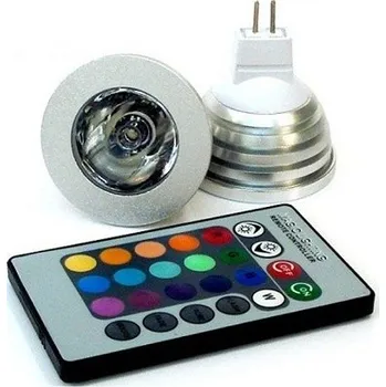 Žárovka LED MR16 12V - 3W RGB color + dálk.ovl. (LED žárovka s měnitelným barevným spektrem na dálkové ovládání )