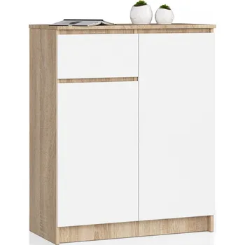 Komoda Komoda Kiara 80 cm 2 skříňky a 1 šuplík dub sonoma/bílá