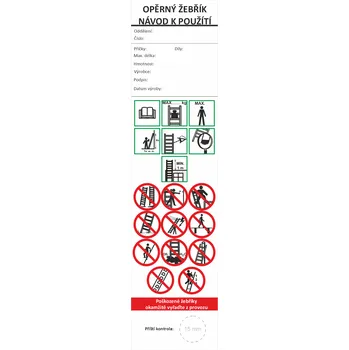 Speciální papír Návod k použití Opěrný žebřík+kontrola samolepící PVC fólie 50x200 mm