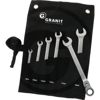 Skříňka na nářadí Sada očkoploché ráčnové kloubové klíče 8-19 mm Granit BLACK EDITION 6 ks rolovatelná taška