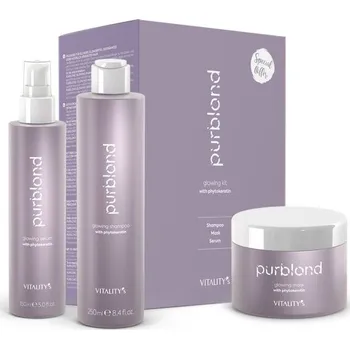 Kosmetická sada Vitality’s Purblond Glowing Kit with Phytokeratin set na vlasy blond, odbarvené, s melíry a přirozeně šedé