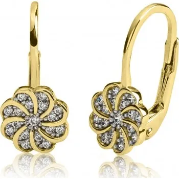 Náušnice Luxur, Náušnice Floreta, žluté zlato se zirkony, 1137142-0-0-1