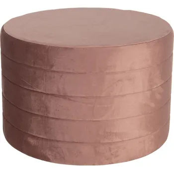 Stolička Velký růžový sametový puf Salome – Ø 60*40 cm