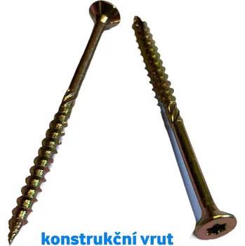 Vrut Konstrukční vrut se zápustnou hlavou 6x160mm, žlutý zinek