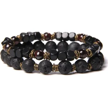 Náramek Sada náramků Láva & Černý achát