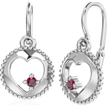 Náušnice Couple, Srdíčkové dětské náušnice Orin, bílé zlato s barevnými zirkony, 6680682-0-0-74