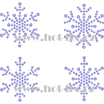 SV060-sada 4ks - vločky sněhové nažehlovací hot-fix kamínkový potisk na textil, celkové rozměry cca 10,5x10,0cm barva: polobroušené kameny barva 201 AB Crystal /stříbrná s duhovým efektem