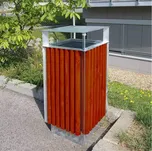 Dřevěný koš se stříškou, odstín dřeva mahagon, objem 65 l, výška 940 mm