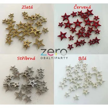 Hvězda s hvězdou pr. 3,5-5,5 cm (24 ks) - zlatá s glitry