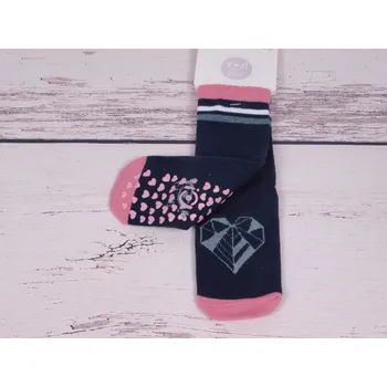 Ponožky YO ABS protiskluzové modrorůžové se srdíčky velikosti ponožek: 18-20 ( EUR vel. 27-30)