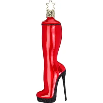 Vánoční ozdoba Sběratelská skleněná ozdoba na stromeček Červená bota