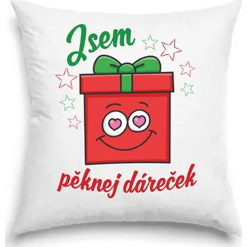 Dekorativní polštářek Polštář - Jsem pěknej dáreček - zamilovaný