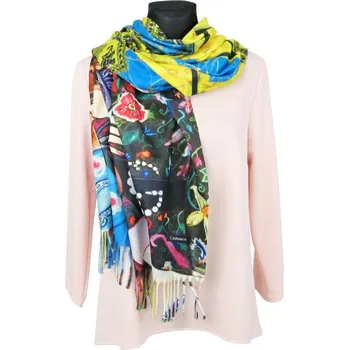 Šála Kašmírová dámská šála "2v1" Dvě děvčata (Dámská šála oboustranná - holky + rámečky)