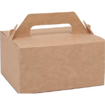 Jednorázové nádobí Papírová krabice na zákusky hnědá, velká.