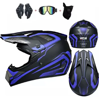 Motodoplněk XTR moto helma krosová modrá v setu