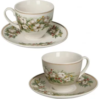 Sada 2 porcelánových šálků s podšálky na presso 80 ml Batuffoli BRANDANI (barva - porcelán, bílá/červená/zelená)