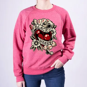 Dámská mikina Dámská Mikina BLACK HEART ROCKABILLY HEART Barva: Červená, Velikost: S