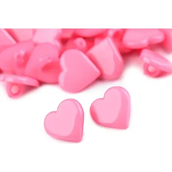 Knoflík Knoflík plastový srdce Sv. růžový 15mm (Knoflík plastový srdce Sv. růžový 15mm)