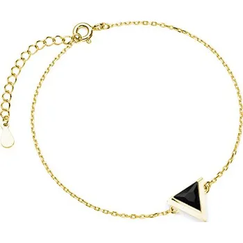 Náramek Atreya Stříbrný náramek TRIANGLE s černým zirkonem - zlacený