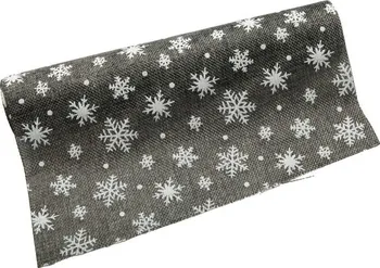 Stuha CON Vánoční jutová role 28 cm x 3 m šedá/bílá