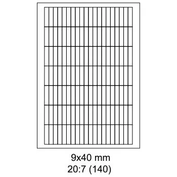Samolepící etiketa Print etikety Emy 9x40 mm, 140ks/arch, 100 archů, samolepící