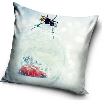 Dekorativní polštářek Carobotex Vánoční polštářek VW Brouk v baňce 40x40 cm