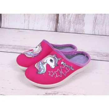 Dívčí bačkory Pantofle papuče bačkory Inblu B9-37-005 růžovofialové s jednorožcem velikost: 27