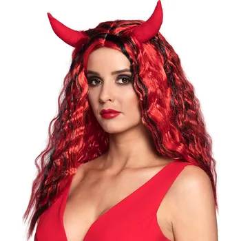 Karnevalová paruka Boland Paruka čertice s rohy červená