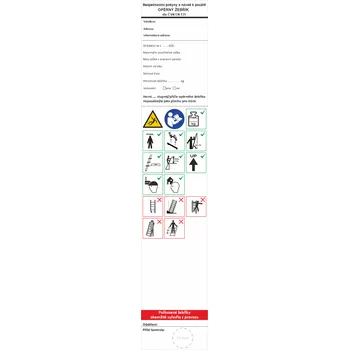Samolepící etiketa Bezpečnostní pokyny dle EN 131 Žebřík opěrný +kontrola samolepící PVC fólie 50X260 mm