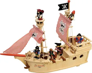 Dřevěná hračka Bigjigs Toys T0094 Dřevěná pirátská loď