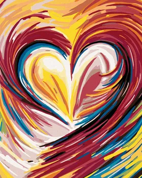 Zuty Duhové malované srdce 40 x 50 cm s rámem