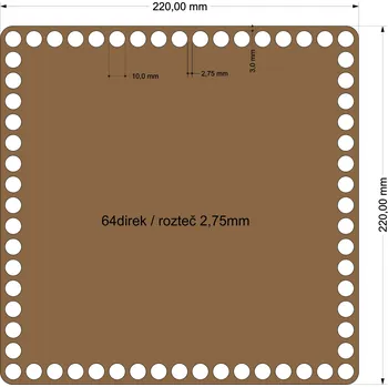 Čtverec pro háčkování - 220mm/64direk/10mm