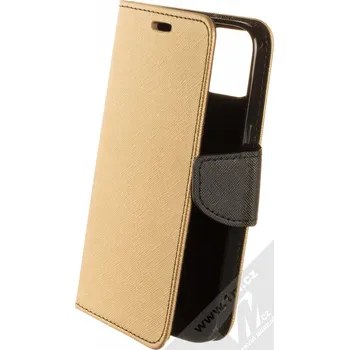 Pouzdro na mobilní telefon 1Mcz Fancy Book flipové pouzdro pro Apple iPhone 13 zlatá černá (gold black)