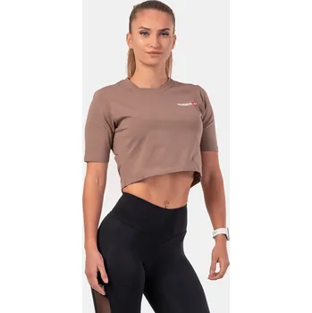Dámské tričko Nebbia Minimalist Logo NEBBIA crop top 600 hnědá XS