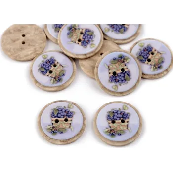 Knoflík Knoflík imitace dřeva velikost 40" květy 120591 - 6 borůvky