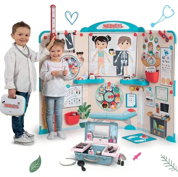 Dětská kuchyňka Set lékařská ordinace s anatomií lidského těla Doctor's Office Smoby s kosmetickým kufříkem – kadeřnictví kosmetika a nehty