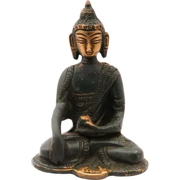 Kovová soška Buddhy 9 cm patina mosaz