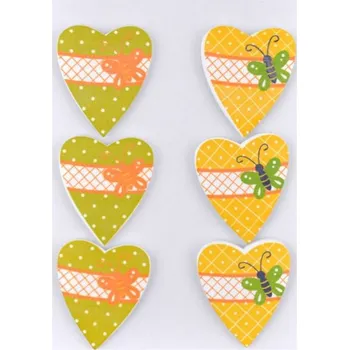 Svatební nálepky Srdce dřevo, 3,8cm