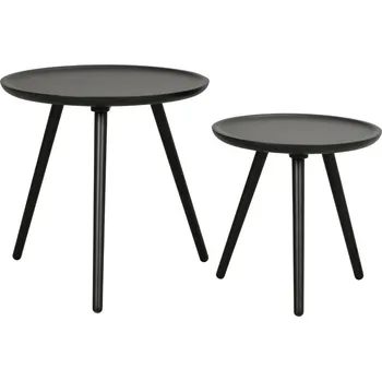 Toaletní stolek Set dvou černých lakovaných odkládacích stolků ROWICO DAISY 50/40 cm