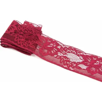 Stuha Silonová krajka - vínová - šířka 6,8 cm