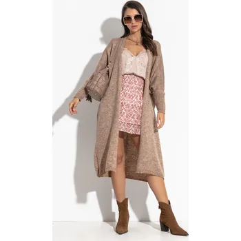 Dámský svetr Glara Jemný dlouhý kardigan s vlnou 755538