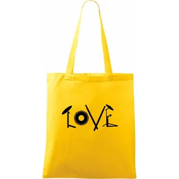 Love bubeník nápis - Taška bavlněná - 42 x 38 cm ( Žlutá )