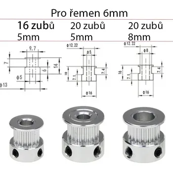 Příslušenství k 3D tiskárně Řemenice GT2 6 mm 20 6,35 mm