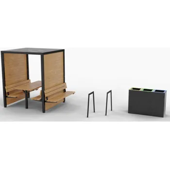 Zahradní lavice HTI Cyklopřístřešek Vario III KA-C1015 Typ ukotvení: dlouhé (k zabetonování), Barva konstrukce: hnědá komaxit (RAL 8017)