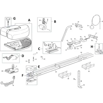 Seznam náhradních dílů pro pohon garážových vrat Mhouse GD10