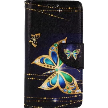 Pouzdro na mobilní telefon Pouzdro iPhone 13 mini knížkové Zlatý motýl (kryt neboli obal na iPhone 13 mini)