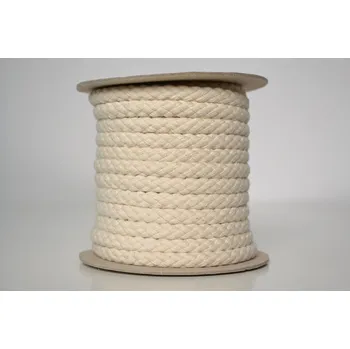 Pletená bavlněná šňůra režná 1 cm premium