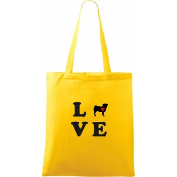 Mops love - Taška bavlněná - 42 x 38 cm ( Žlutá )