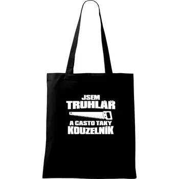 Nákupní taška Truhlář kouzelník - Taška bavlněná - 42 x 38 cm ( Černá )