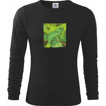 Chlapecké tričko Chameleon na větvi - Triko dětské Long Sleeve - 122 cm/6 let ( Černá )